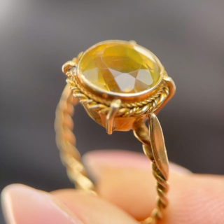 Edwardian Citrine Solitaire Ring