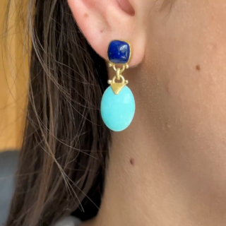 Lapis Lazuli & Turquoise Drop Earring