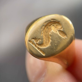 Nautical Crest Intaglio Signet Ring