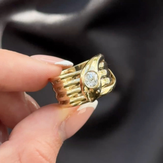 Old Cut Diamond Coiled Snake Ring