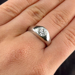 Platinum Single Stone Gypsy Ring 1.36ct