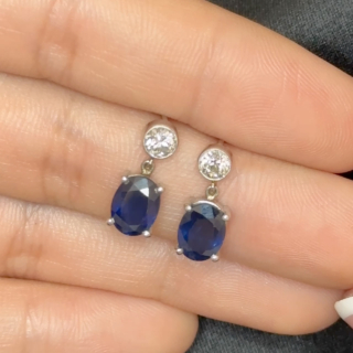 Sapphire and Diamond Drop Earrings