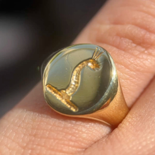 Sea Serpent Intaglio Signet Ring