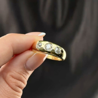 Victorian 3 Stone Gypsy Ring 1.50ct