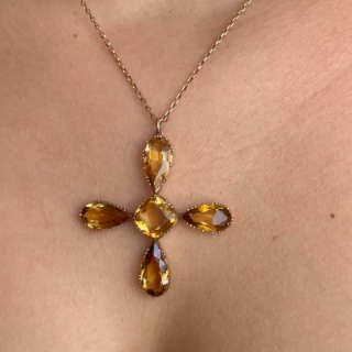 Victorian Citrine Cross Pendant