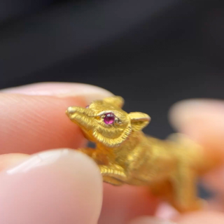 Vintage 1991 Running Fox Brooch With Ruby Eye
