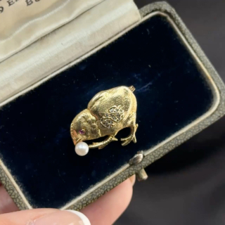 Vintage Gold Chick Brooch
